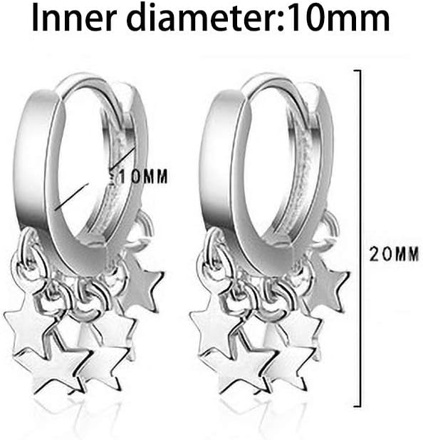 Womens Small Hoop Earrings Drop Five-pointed Star for Wedding Holidays - Image 3