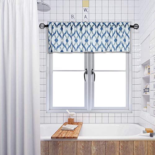 Oremila Kitchen Curtain Valances For Windows 54" X 15", Multicolor Geometric Window Valance For Living Room/Bathroom/Kitchen, Rod Pocket, Navy/Gray #TOP6