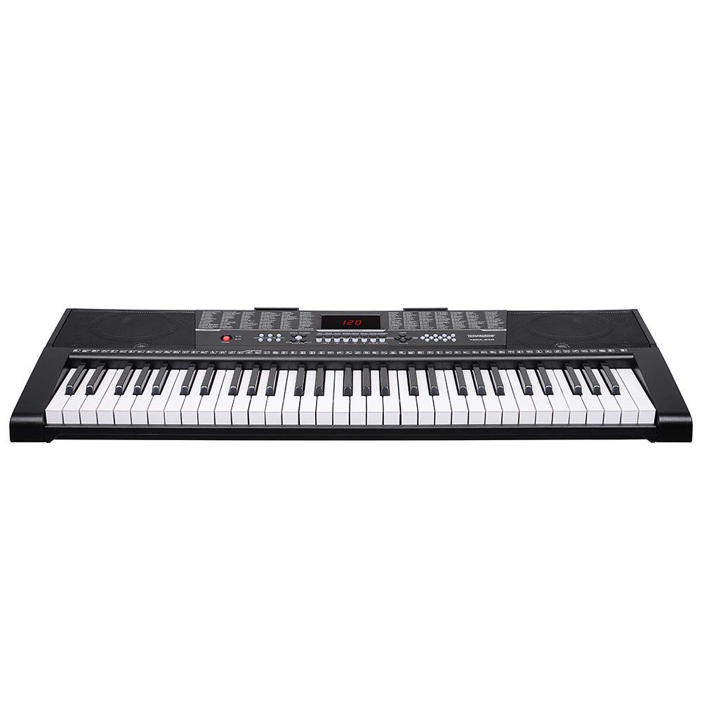 Bakaji - Teclado musical plano electrónico, 61 teclas, piano multifunción con soporte para taburete y auriculares, 255 ritmos, entrada USB AUX y atril