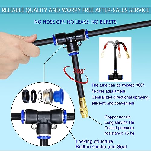 Greenhouse Drip Irrigation Kit Automatic Irrigation System 360°Adjustable 20 Brass Spray Nozzles 12mm Irrigation Tubing Hose Patio Misting Plant Watering with 65Ft Blank Distribution Tubing Hose - Thumbnail 5