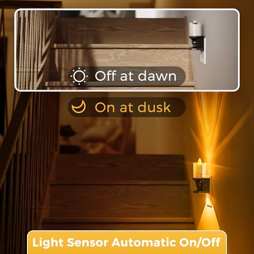 Image of L LOHAS LED Flameless Candle Night Light, 2 Pack Amber Night Lights Plug into Wall, 0-100LM Dimmable Nightlight, LED Candle Night Light with Light Sensor, for Living Room, Bathroom, Hallway