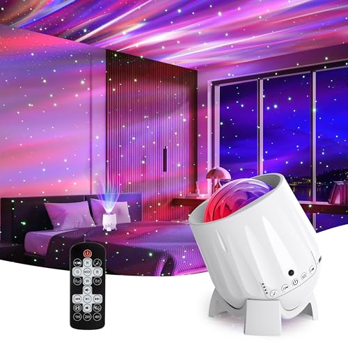 Twelvetooo Northern Lights Projector, Rechargeable Battery Star Night Light with Bluetooth Speaker, White Noise Sleep Aid & Timer, Bedroom Galaxy Projector Decor, Gift for Kids, Adults