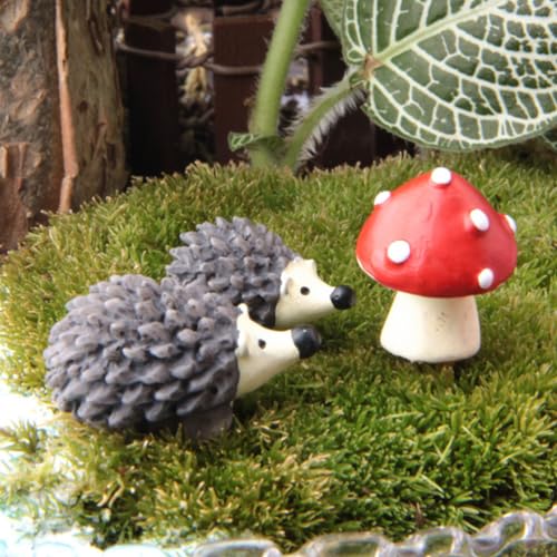 Angoily Resin Hedgehog Figures Mini Animal: 20 Pieces Lawn Hedgehog Statue Fairy Garden Lawn Landscape Animal Figure Sculpture 1. 2 cm - Image 2