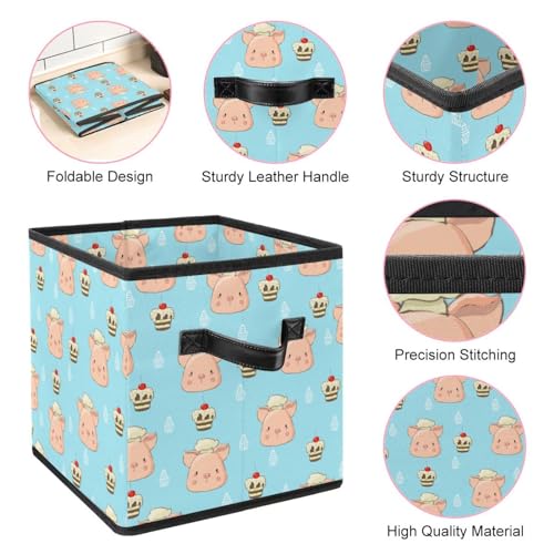 Panier de rangement pour jouets cube pliable motif cochon rigolo - 5