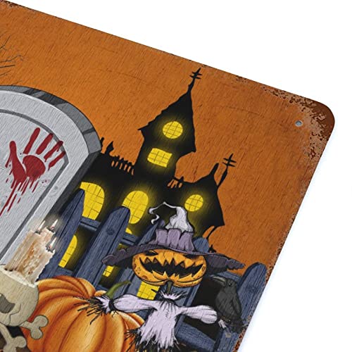 Panneau métal Halloween citrouille grand format 30x45cm résistant - 8