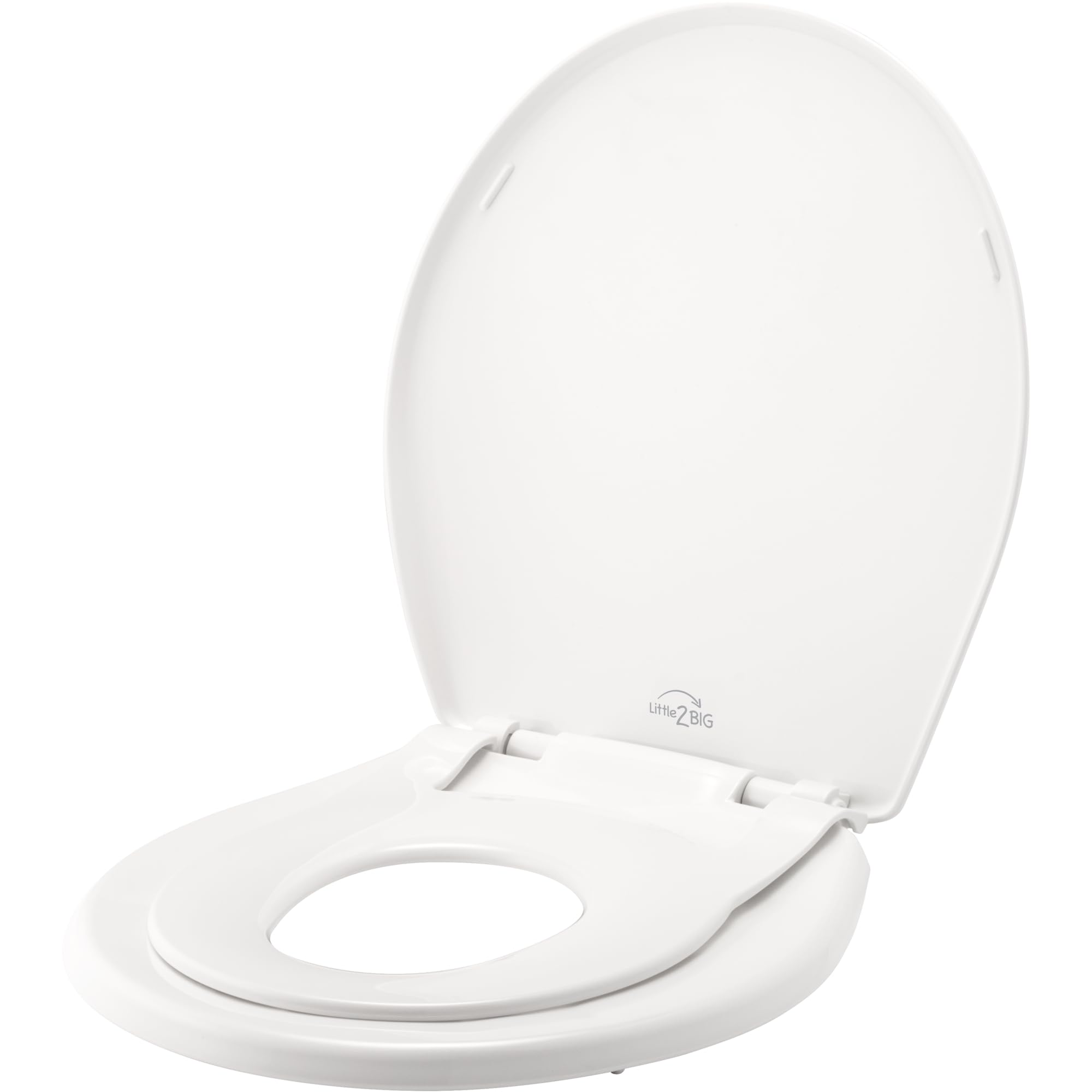 Little2Big Toilet Seat with Built-In Toddler Potty Training Seat, Slow Close, Easy to Install, Made in USA, ROUND, White