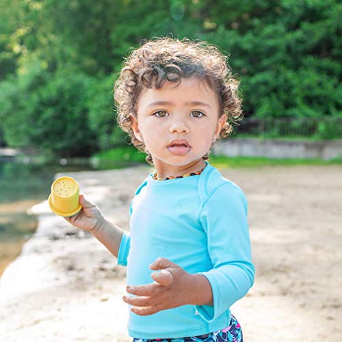 i play. by green sprouts Baby Long Sleeve Rashguard | All-Day UPF 50+ Sun Protection—Wet or Dry, Aqua, 6mo