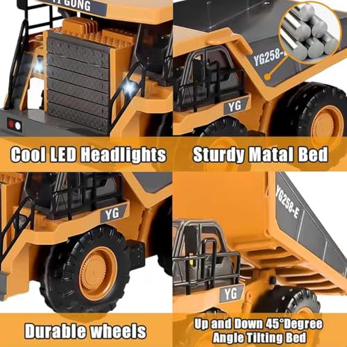 ADTHLIER Remote Control Dump Truck RC 1/20 Fully FunctionalEngineering Vehicle, 9 Channel Dump Truck Toy 2.4Ghz with Lights andSounds, for Kids Aged — view 5