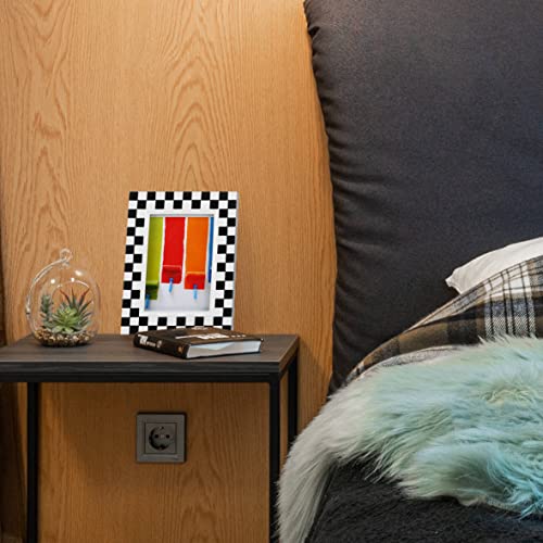 Fjxmframe 5X7 Black And White Picture Frame Hand-Crafted Resin Checkered Picture Frame For Tabletop & Wall Display, Unique Classic Photo Frames 5X7 #TOP5