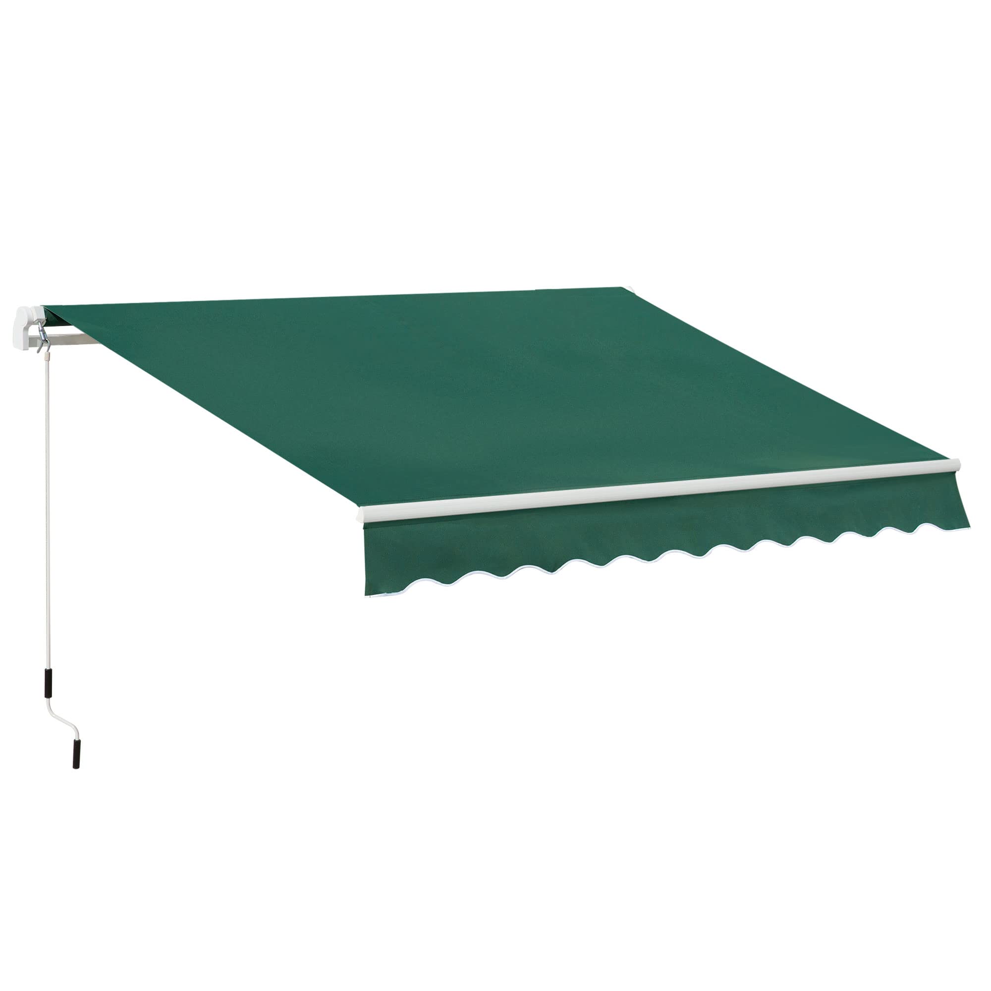 Outsunny Tenda da Sole 3x2 m con Braccio Avvolgibile, Tenda Parasole da Esterno a Manovella in Alluminio e Tessuto Poliestere, Protezione UV, Verde