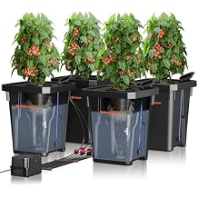 Spider Farmer DWC Hydroponics Grow System with 7-Gallon Deep Water Culture, New Triangular Cover Design, Recirculating Drip Garden System with Top Drip Kit, 11W Air Pump, 4 Buckets