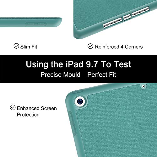 Soke Ipad 9.7 2018/2017 Case With Pencil Holder, Smart Ipad Case Trifold Stand With Shockproof Soft Tpu Back Cover And Auto Sleep/Wake Function For Ipad 9.7 Inch 5Th/6Th Generation, Lake Blue #TOP3