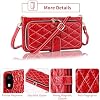 Funda tipo billetera con patrón de rombos para ZTE Avid 579 Z5156CC con correa cruzada/de muñeca, cordón, cuero PU de lujo, soporte, cremallera, cartera, funda antigolpes para ZTE Blade A3 2020/A3 Joy, roja 6
