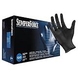 Sempermed BKNF104 SemperForce Nitrile Glove, 4 Mil, Powder-Free, Large, Black (Case of 1000)