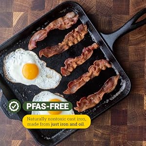 Lodge Pre-Seasoned Cast Iron Square Griddle, PFAS-Free, 11 Inches — photo 4 of 6