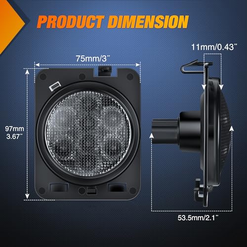 Image of Nilight JK Side Marker Light 8LED Smoked Lens Amber Front Fender Indicator Turn Signals Lights IP67 Waterproof Clearance Lamp Compatible with 2007-2017 Wrangler JKU