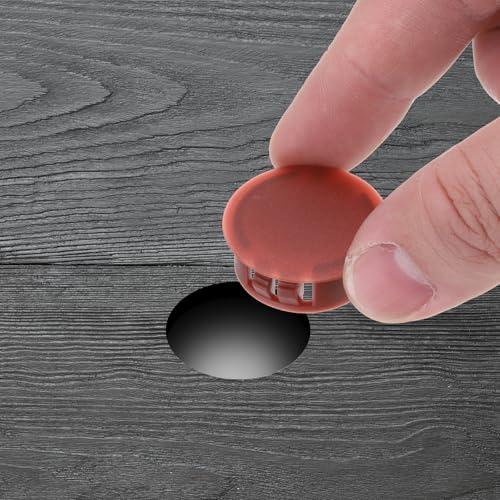 Image of MECCANIXITY 64PCS 22mm(7 /8 inch) Red Brown Plastic Hole Plugs, Flush Type Panel Hole Plugs Insert End Caps for Locking Hole Tubes Furniture Cabinet