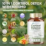 Cortisol Balance, 10 in 1 Cortisol Supplement with 4000mg High Strength Ashwagandha (from a 200mg 20 :1 Extract), Magnesium Blend, L-Theanine, Omega-3 Fatty Acids for Mind & Body Balance, 120 Capsules - Image 2