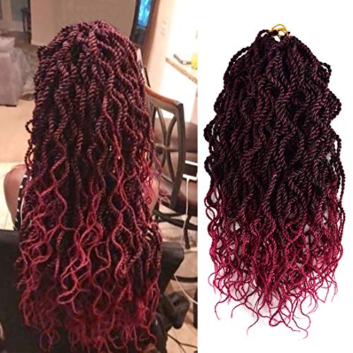 Wavy Senegalese Twist Crochet Hair 18inch 5 packs 15strands/Pack Senegalese Twist Braids wavy Ends synthetic hair Extension(T1B/Bug)