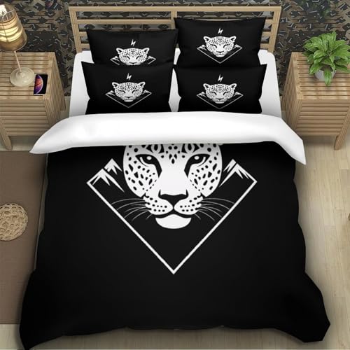 Housse de couette motif animal léopard 3D microfibre avec 2 taies - 5