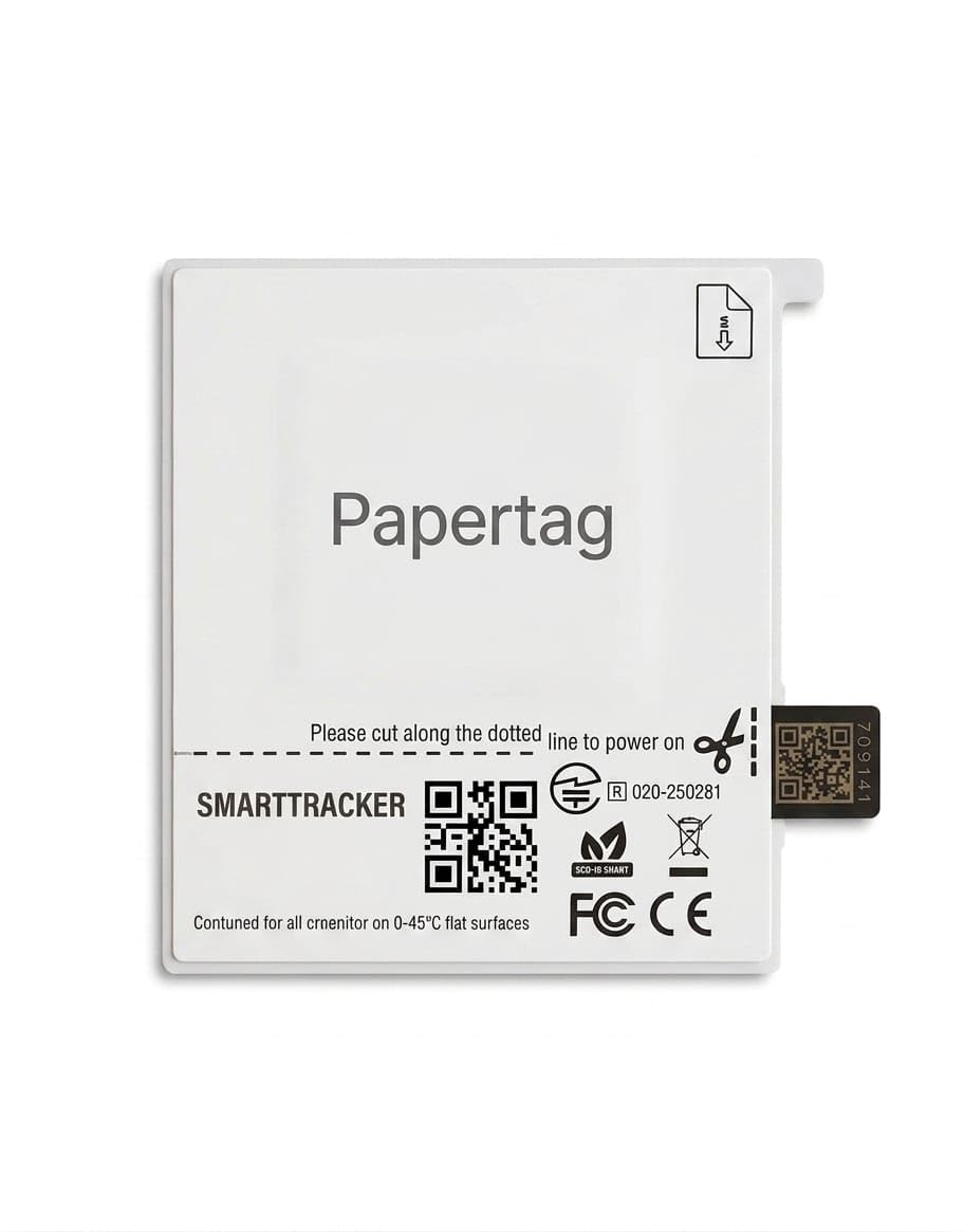 papertag Smart Tracker Adesivo Ultra Sottile 1mm — Localizzatore Bluetooth per Valigie, Moto, Zaini, Borse — Silenzioso, Senza Luci — iOS Android Web — Zero Abbonamento — Batteria 45-70 Giorni