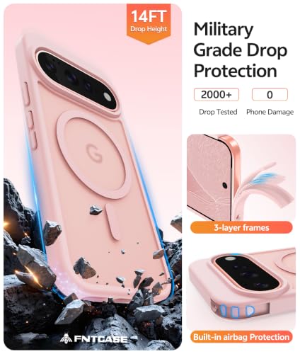 Image of FNTCASE for Google Pixel 11 Pro Case / Pixel 11 Case, with Screen Protector | Fit for Magsafe, Translucent Matte, 14FT Military Grade Drop Protection, Shockproof Protective Phone Cover, Light Pink
