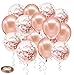 Rose Gold Confetti Latex Balloons, 50 Pack 12 inch Birthday Balloons with 65 Feet Rose Gold Ribbon for Party Wedding Bridal Shower Decorations