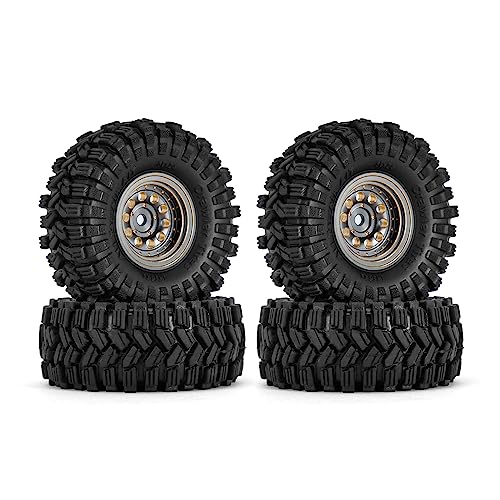 INJORA Black Coating Brass 1.0 Beadlock Wheel Tires Set for Axial SCX24 AX24 TRX4M FCX24 Upgrade...