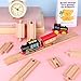 20 Pcs Straight Wooden Tracks Expansion Wood Train Track Pieces Connectors Adapters Male Male Female Female Train Track Wood Starting Wooden Bridge Accessories Compatible with Railroad Set