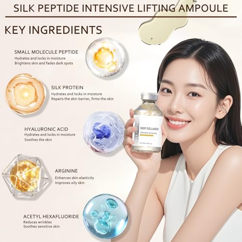 Generic Silk Peptide Intensive Lifting Ampoule - Deep Collagen Silk Peptide Intensive Lifting Ampoule Serums for Face Tightening and Lifting, Korean Anti Aging Face Serum for Women 1.7fl.Oz/50ml (2pc)