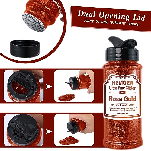 Rose Gold Ultra Fine Glitter, 5oz /140g Cosmetic Sparkle Glitter for Hair Face Body Eye Nail Art Festival Epoxy, Resin Craft - Image 3