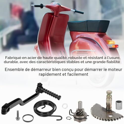 Ensemble D'arbre de Démarreur de Scooter, Pignon/Conducteur/Ressort et Scooter Kickstarter, Processus de Galvanisation Respectueux, pas Facile à Oxyder, pour GY6 50CC 60CC 80CC (noir, argent) – vue 4