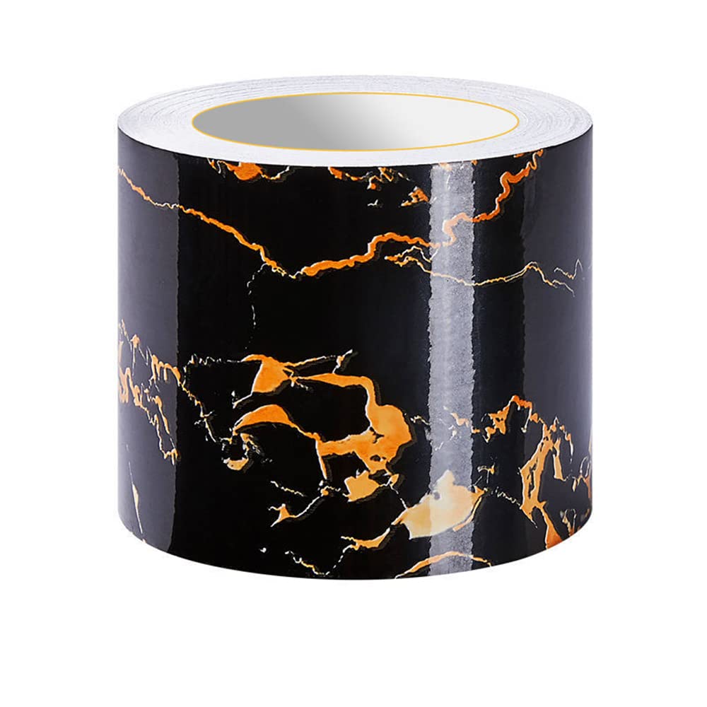 VisitRyl Peel and Stick Wallpaper Borders Self-Adhesive for Bathroom Wall Border Sticker Home Ceiling Decorative Border for Living Room Kitchen Black and Yellow Pattern 5cm X 500cm