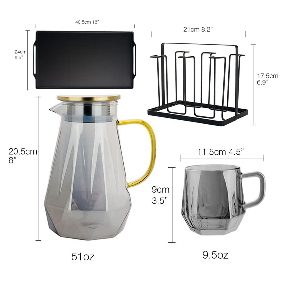 Highball Zestaw 6 szklanek do picia, bezołowiowe szklanki do wody, szklanki do napojów 270 ml, do kuchni i baru, zestaw kieliszków koktajlowych, przezroczyste zestawy szkła, szary dymny