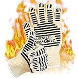 Oven Gloves, Heat Resistant 540 Degrees Grilling Gloves, Hot Surface Handler Non-Slip Silicone Oven...