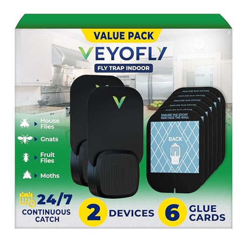 Image of VEYOFLY Fruit Fly Traps Indoor Plug-in UV, Gnat Trap, 2 Device + 6 Refills