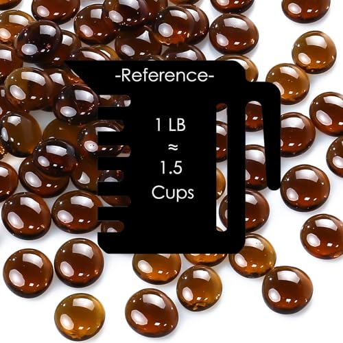 Image of CYS EXCEL Amber Glass Gemstone Beads Vase Fillers (6 LBS) Flat Marble Beads Multiple Color Choices Aquarium Decor Rocks Floral Stones Decorative Mosaic Glass Gem Pebbles