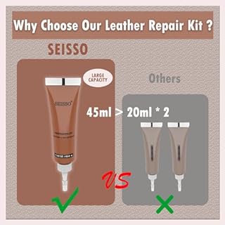 SEISSO Vinyl and Leather Repair Kit for Furniture, Sofa, Jacket, Couches, Car Seats and Purse. Easy Instructions to Match Any Color, Restore Any Material, Bonded, Italian, Pleather, Genuine