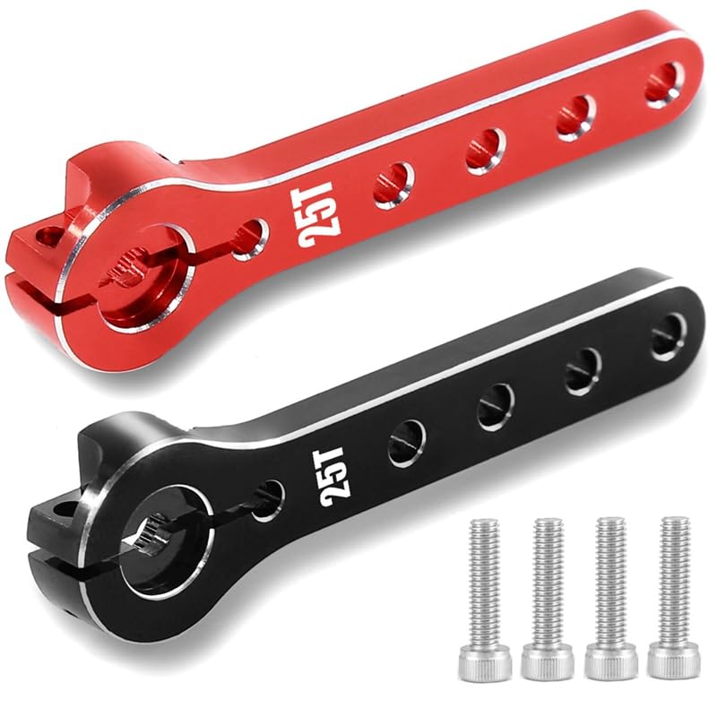 Metal 25T Steering Arm Servo Horn for 1/10 RC Crawler Axial Scx10 Trx4 TRX-6 Parts(Red)