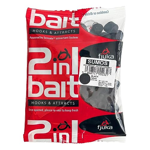 Fjuka 2in1 ‘Sumo’ - 14mm Fishing Bait | Big fish bait | Hookbait & feed | Carp, barbel, tench, bream (Black)