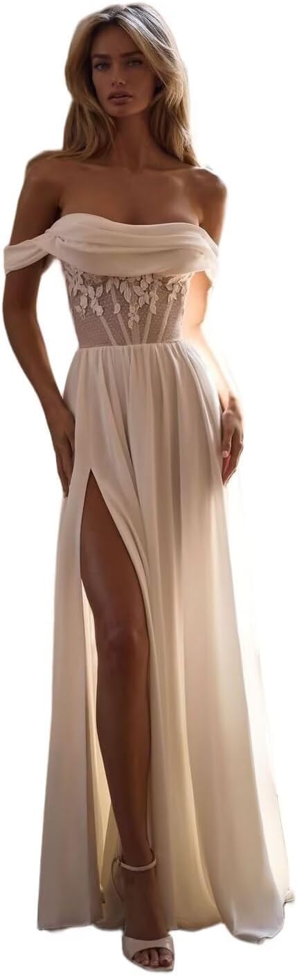 Wedding Dresses for Bride Mermaid Lace Long Sleeve Off Shoulder Bridal Dress for Women