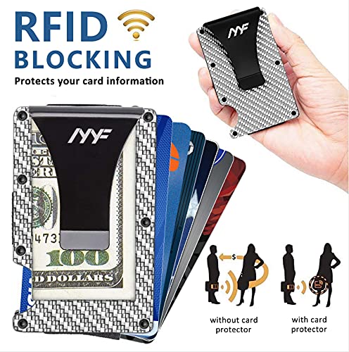 Minimalist Slim Metal Wallet for Men - RFID Blocking Aluminum Metal Credit Card Holder Wallet - Small Stealth Mens Wallets with Cash Strap for 15 Cards and Cash - Gifts for Men Card Wallet Sliver4