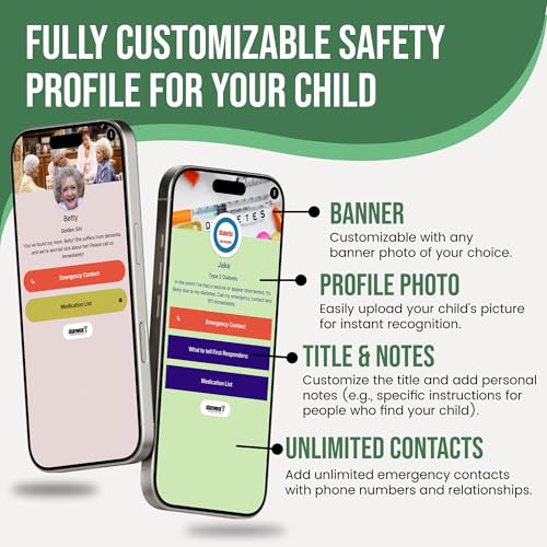 Image of Kids ID Bracelet - Fitted NFC Safety Wristband, Slip-On Child ID Band for Emergency Contact Info, Waterproof Silicone, Not GPS, Wear on Wrist or Ankle, Ideal for Theme Parks, Travel & Beaches