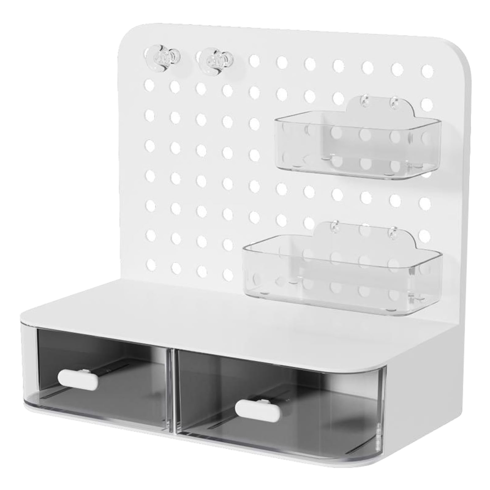 Hsioluted Desk Pegboard Organizers with Drawers Space Saving Desk Organizers Accessories for Craft Organization Decoration Display Pegboard
