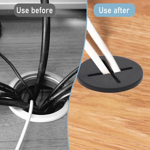 Hariendny 602407_1_E1VISFBF 12Pcs 1 Inch & 3/4 Inch Black Desk Grommets, Desk Hole Cover For Cable thumb #3
