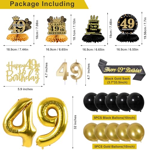 Image of 49th Birthday Decorations for Men, Black Gold 49th Party Decoration Kits