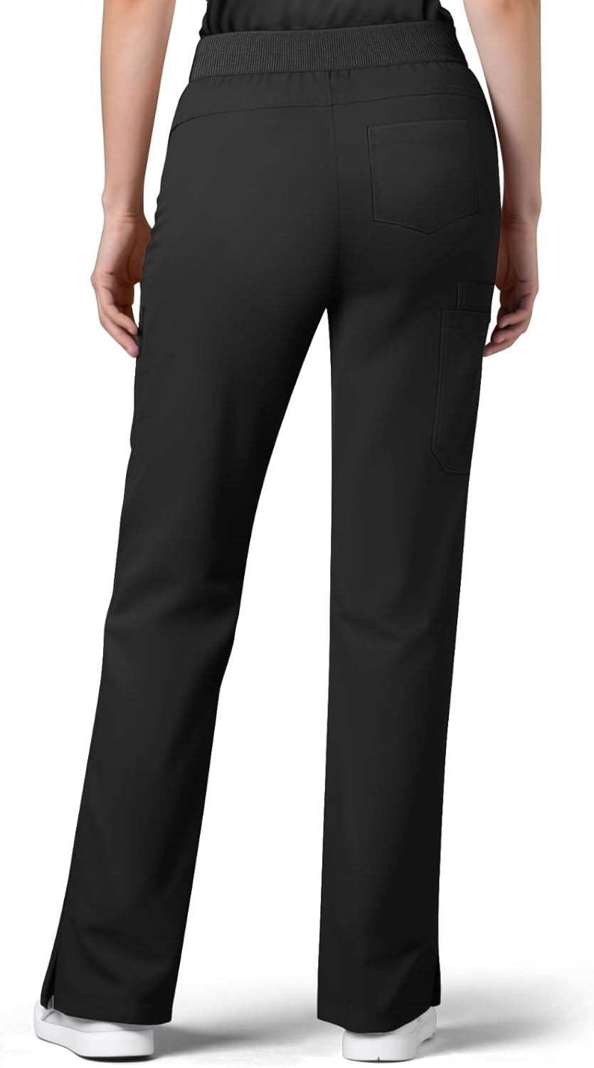 Straight Leg Scrub Pants for Women with 7 Pockets & Drawstring Women's Scrub Pants, Mid-Rise Straight Fit Cargo Pants - Image 2