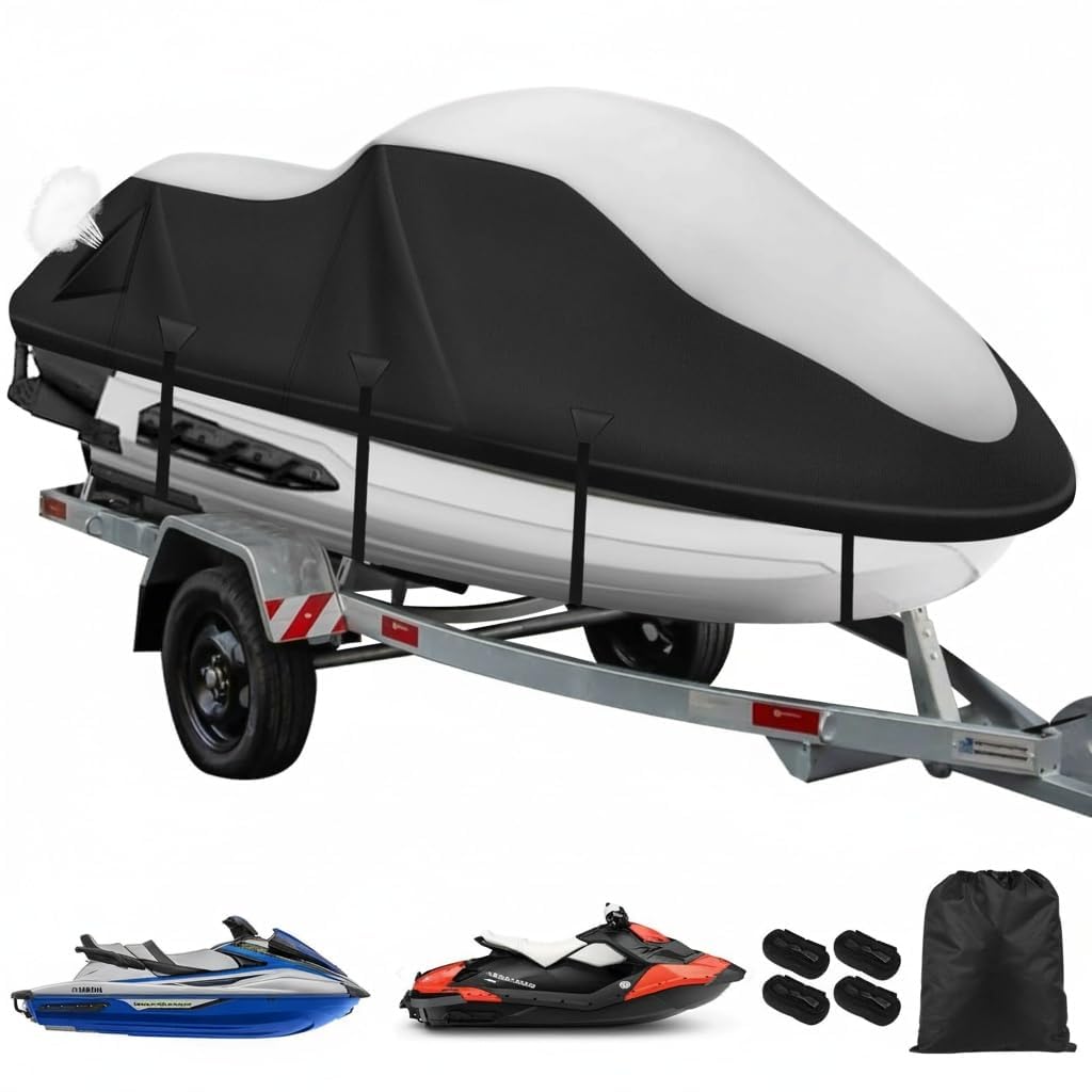 Couverture pour Jet Ski, Housse de protection Jetski 900D haute résistance, 2 ouvertures de ventilation, boucles de protection contre le vent améliorées avec renfort en tissu triangulaire, pour Yamaha