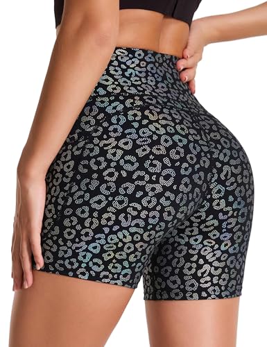 Image of THE GYM PEOPLE High Waist Yoga Shorts for Women's Tummy Control Fitness Athletic Workout Running Shorts with Deep Pockets