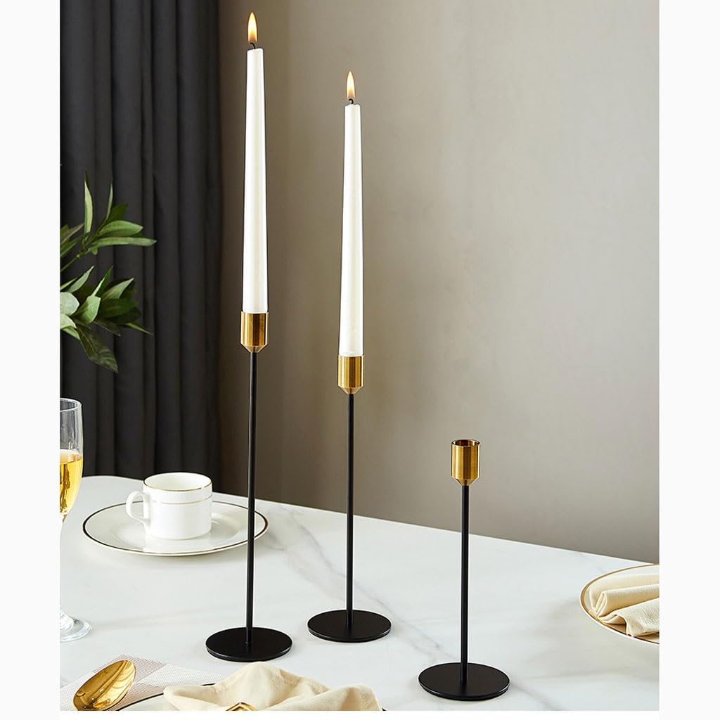 Kerzenständer Eisen-Kerzenständer, Esstisch, Metall, Einköpfiger Kerzenständer, Galvanisierte Hochzeit, Goldene Kerzenständer-Ornamente Kerzenhalter (Size : A*3)